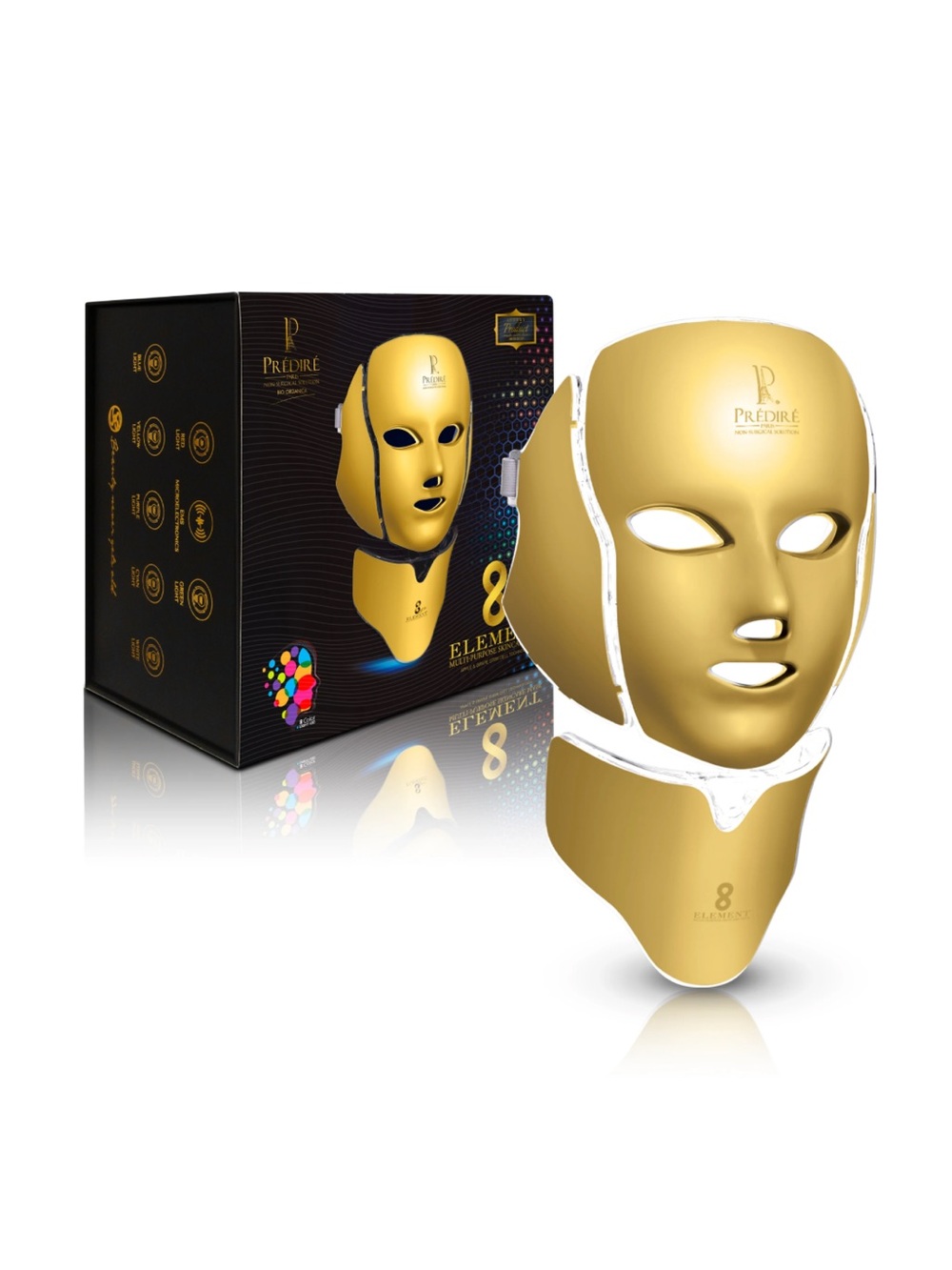 Prédiré 8-Element Gold LED Facial & Neck Mask - Gold
